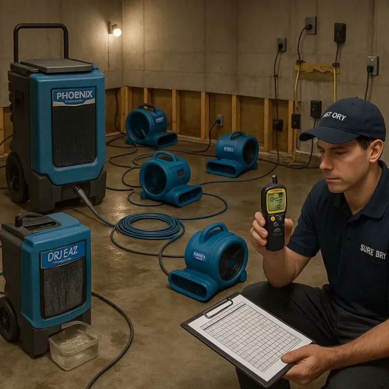 Structural Drying and Dehumidification process in Clear Lake Shores, TX